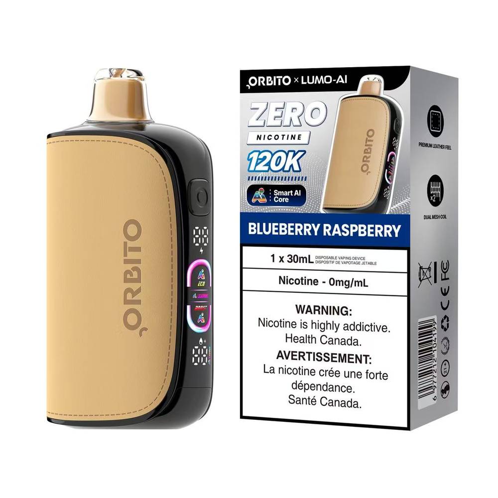 Orbito Lumo AI 120K Disposable Vape zero nicotine blueberry raspberry